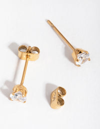 24 Carat Gold Plated Titanium Cubic Zirconia Stud Earrings - link has visual effect only