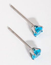 Titanium Round Cubic Zirconia Stud Earrings - link has visual effect only