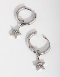 Titanium Diamante Star Huggie Earrings - link has visual effect only