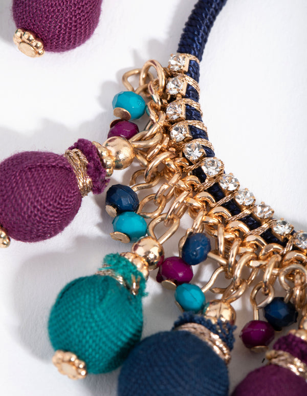 Gold Threadwrap Bead Drop Earrings