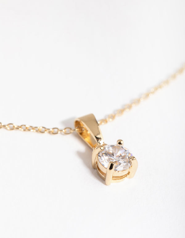 Gold Cubic Zirconia 0.5ct Bale Necklace