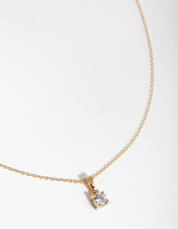 Gold Cubic Zirconia 0.5ct Bale Necklace