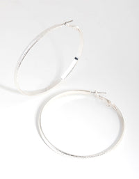 Silver Brushed 55mm Textured Hoop Earrings - link has visual effect only