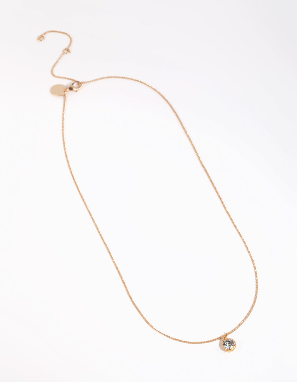 Gold Circular Diamante Pendant Necklace