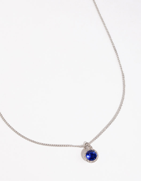 Silver Circle Diamante Pendant Necklace