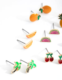 Gold Summer Fruit Enamel 8-Pack Earring - link has visual effect only