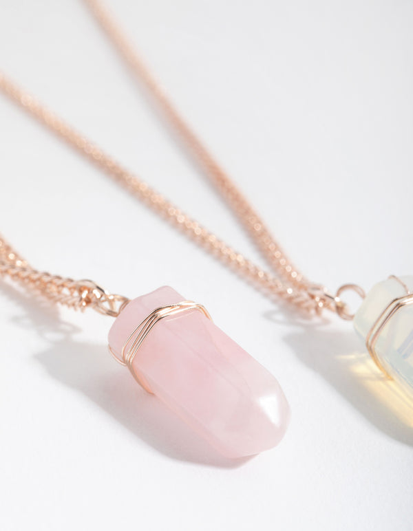 Mixed Metal Wrapped Shard Necklace pack