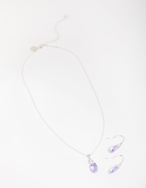 Silver Teardrop Necklace & Earrings Set