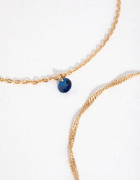 18ct Gold Plated September Sapphire Cubic Zirconia Bracelet Set - link has visual effect only