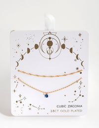 18ct Gold Plated September Sapphire Cubic Zirconia Bracelet Set - link has visual effect only