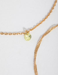 18ct Gold Plated August Peridot Cubic Zirconia Bracelet Set - link has visual effect only