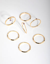 18ct Gold Plated February Amethyst Cubic Zirconia Ring 7-Pack - link has visual effect only