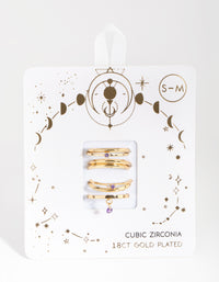 18ct Gold Plated February Amethyst Cubic Zirconia Ring 7-Pack - link has visual effect only