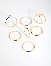18ct Gold Plated September Sapphire Cubic Zirconia Ring 7-Pack - link has visual effect only