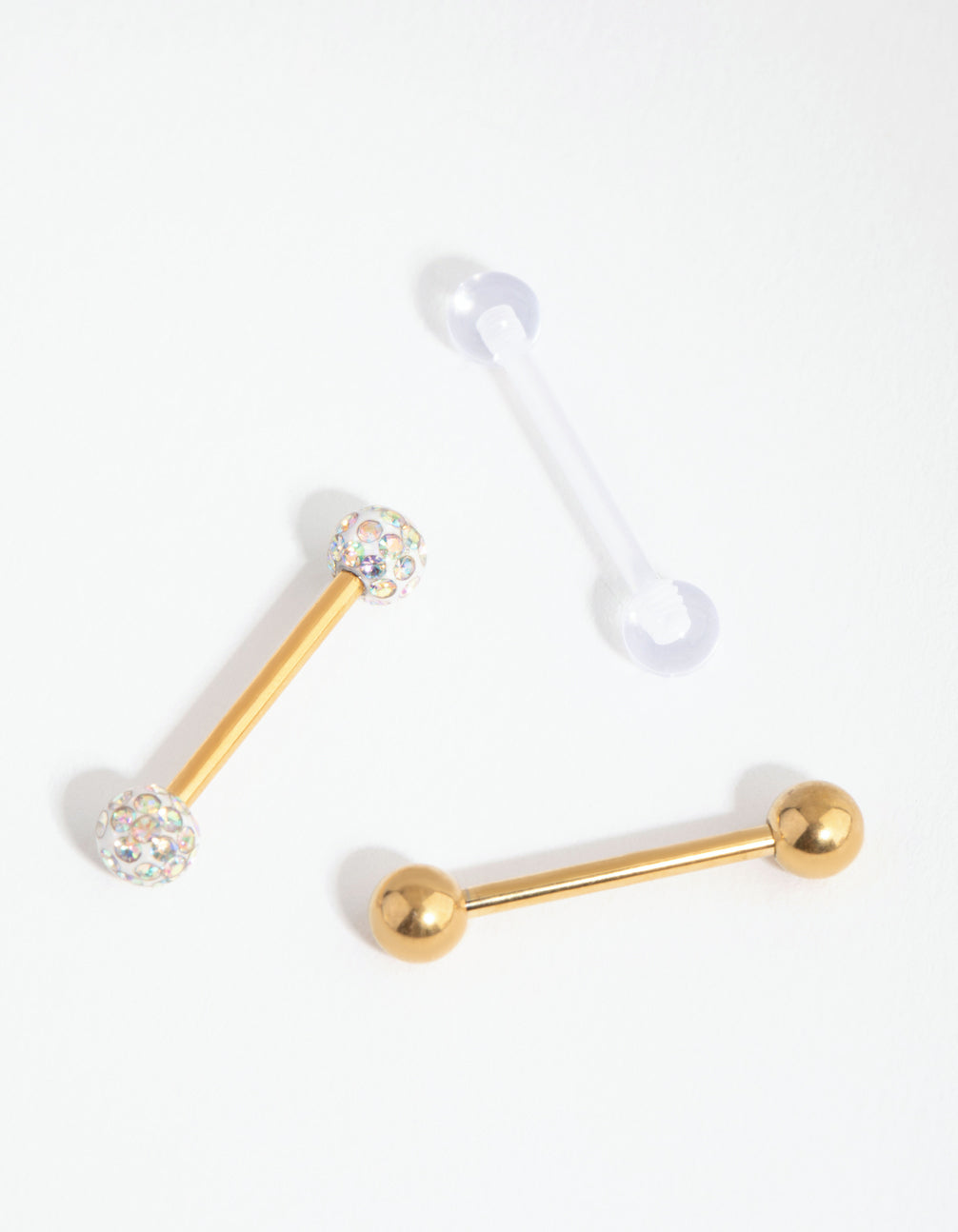 Gold Surgical Steel Acrylic Ferido Tongue Pack