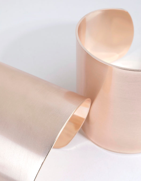 Rose Gold Thick Double Cuff Bracelet