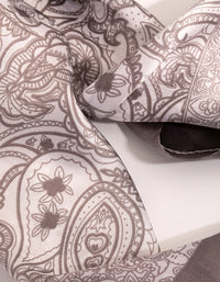Grey Border Paisley Scarf - link has visual effect only