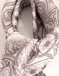 Grey Border Paisley Scarf - link has visual effect only