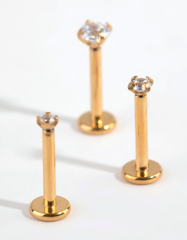 Gold Titanium Graduated Cubic Zirconia Flat Back Pack