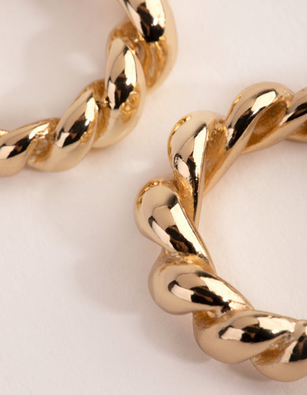 Gold Plated Gradual Swirl Hoop Earrings