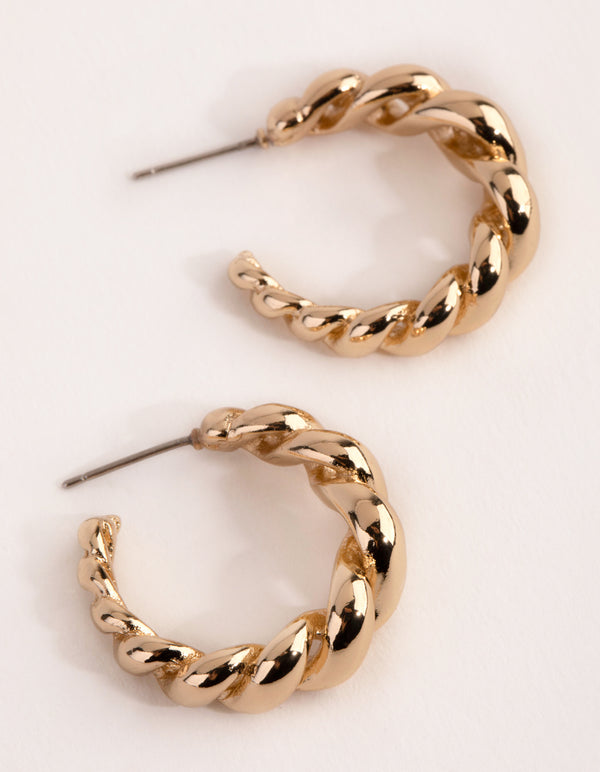Gold Plated Gradual Swirl Hoop Earrings