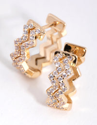 Gold Diamante Zig Zag Huggie Earrings - link has visual effect only