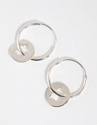 Sterling Silver Star Disc Hoop Earrings - link has visual effect only