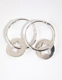 Sterling Silver Star Disc Hoop Earrings - link has visual effect only