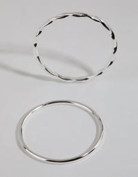 Sterling Silver Twisted & Polished Ring Set - link has visual effect only