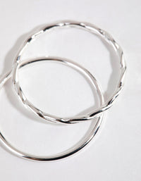 Sterling Silver Twisted & Polished Ring Set - link has visual effect only