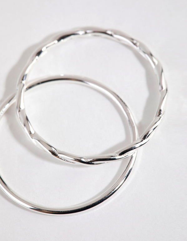 Sterling Silver Twisted & Polished Ring Set