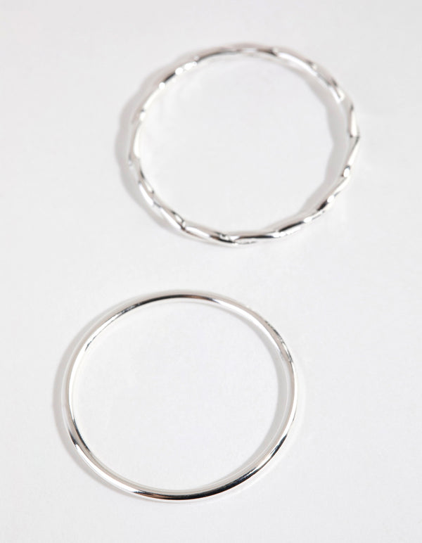 Sterling Silver Twisted & Polished Ring Set