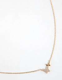 Gold Plated Sterling Silver Diamante Double Pave Butterfly Necklace - link has visual effect only