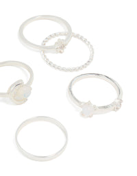 Silver Moonstone Mixed Ring 8-Pack - link has visual effect only
