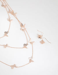Rose Gold Cut Out Butterfly Necklace & Earring Set - link has visual effect only