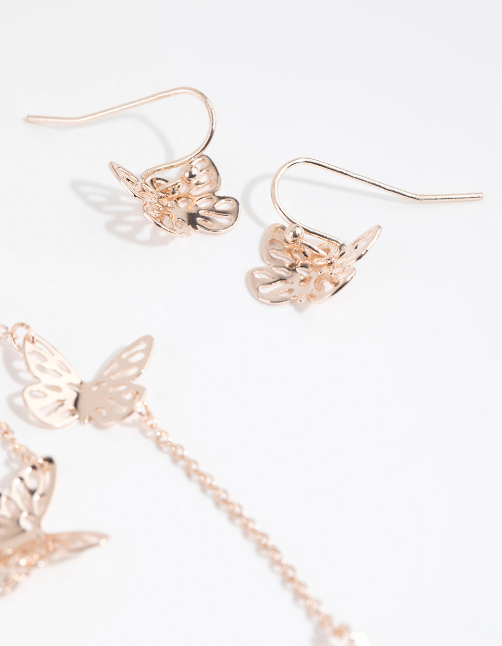 Rose Gold Cut Out Butterfly Necklace & Earring Set