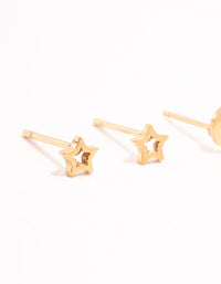 Gold Plated Surgical Steel Celestial Stud Earring Set - link has visual effect only