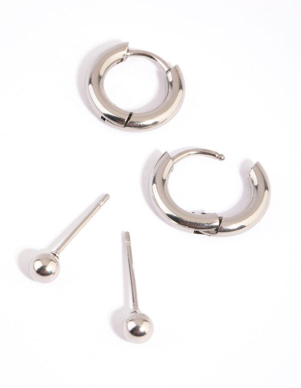 Surgical Steel Stud & Huggie Earring Set