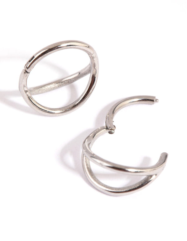Surgical Steel Double Row Sleeper Earrings