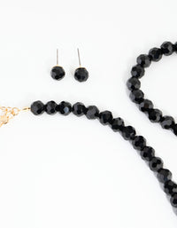 Classic Black Bead Jewellery Set - link has visual effect only