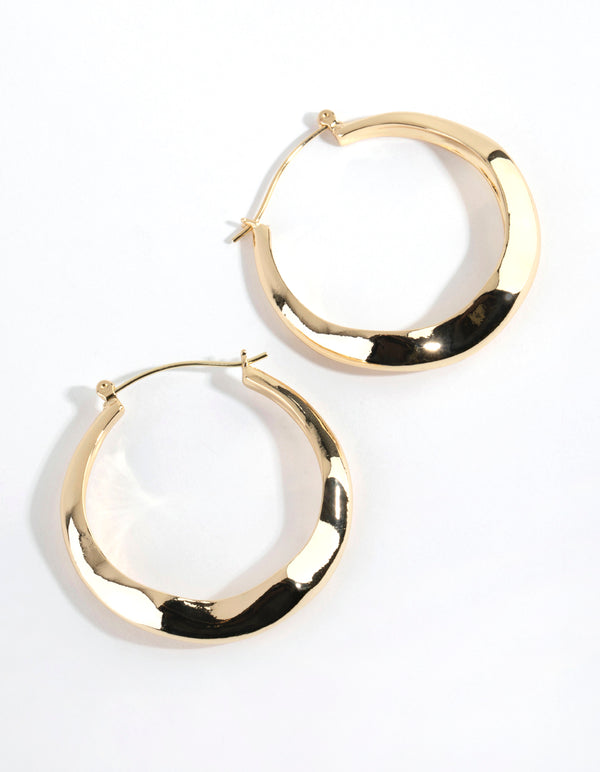 Gold Plated Large Swirl Hoop Earrings