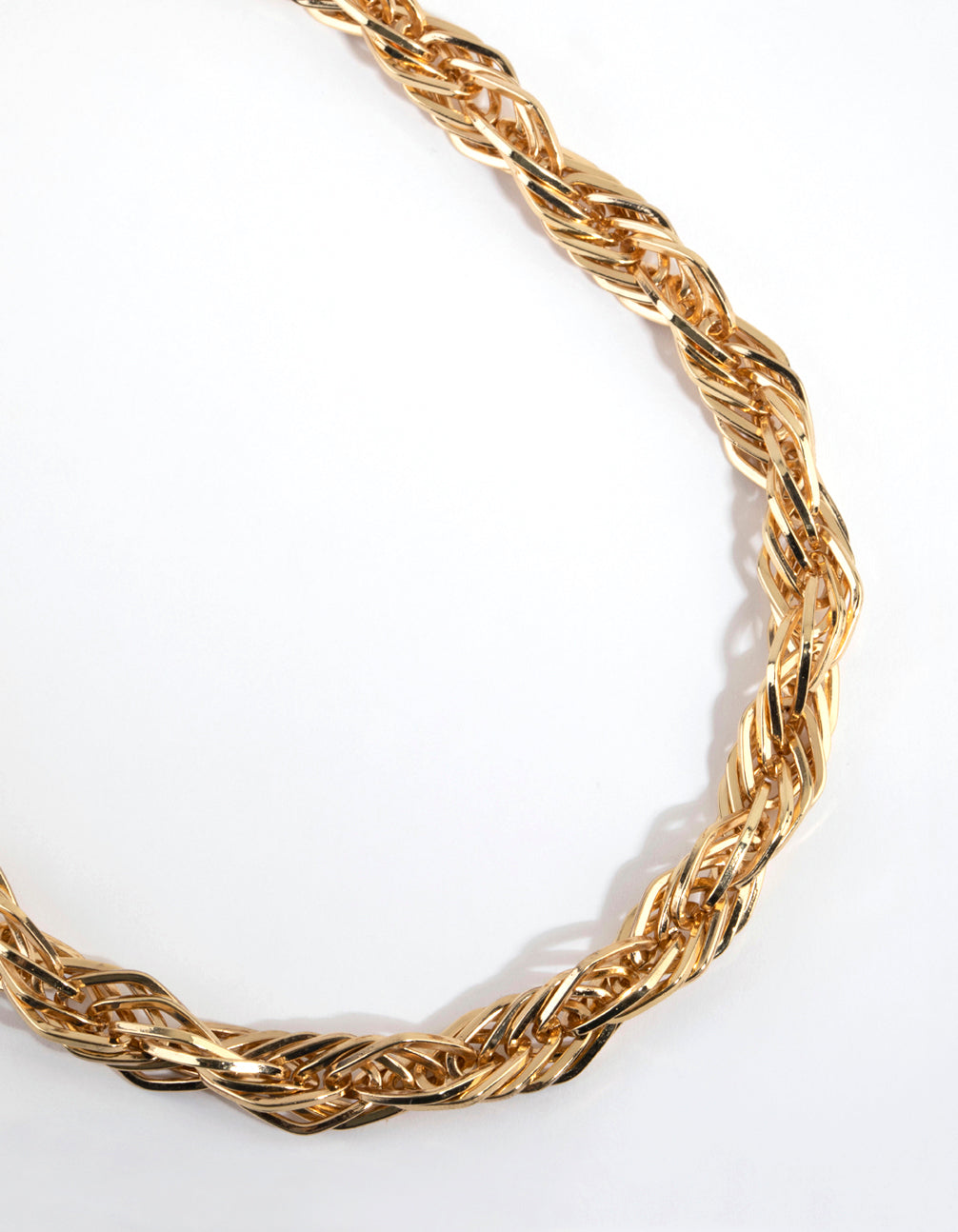 Gold Plated Textured Twist Chain Necklace