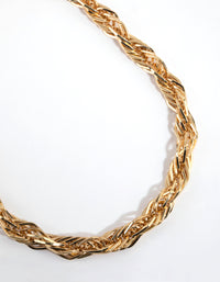 Gold Plated Textured Twist Chain Necklace - link has visual effect only