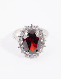 Silver Ruby Cubic Zirconia Oval Ring - link has visual effect only