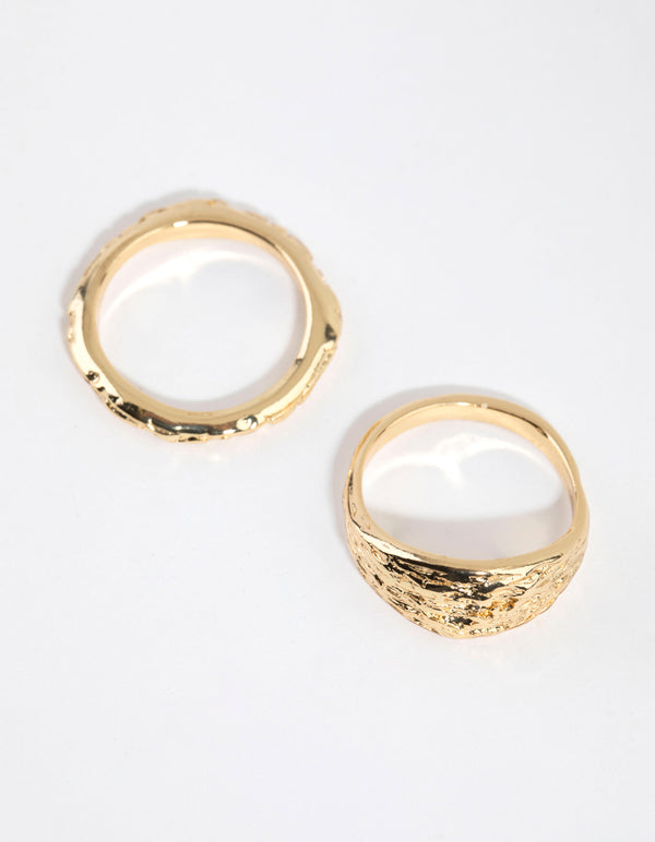 Gold Plated Molten Ring Set
