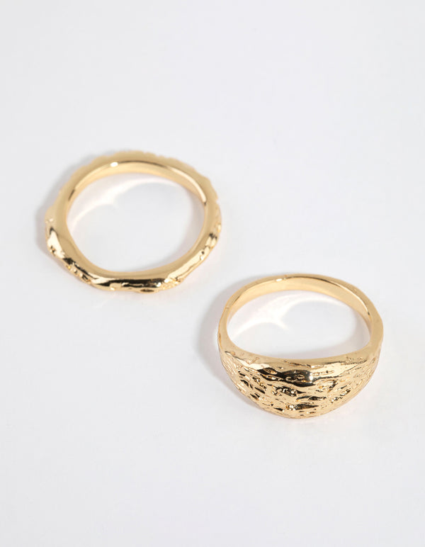 Gold Plated Molten Ring Set