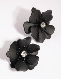 Matte Black Double Petal Stud Earrings - link has visual effect only