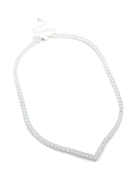 Silver Cubic Zirconia Cup Chain Pointed Tennis Necklace - link has visual effect only