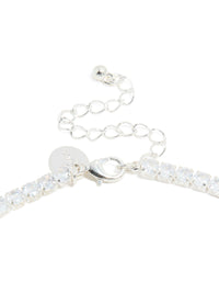 Silver Cubic Zirconia Cup Chain Pointed Tennis Necklace - link has visual effect only