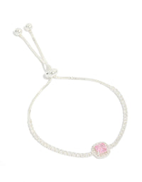 Silver Cubic Zirconia Square Halo Toggle Bracelet - link has visual effect only